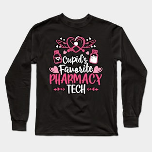 Cupid_s Favorite Pharmacy Tech Valentine_s Day Cupid_s Long Sleeve T-Shirt